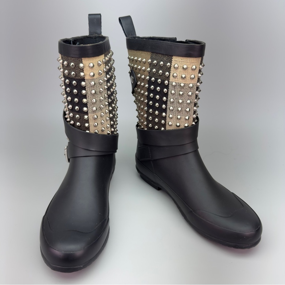 Burberry Studded Moto Holloway Rain Boots - Picture 1 of 13